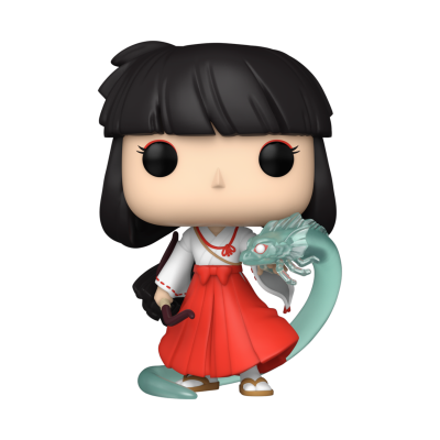 Figura Funko Pop personagem feminina com roupa tradicional japonesa e criatura azul translúcida