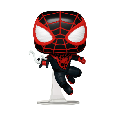 Funko Pop do Homem-Aranha em traje preto e vermelho