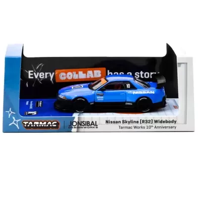 Miniatura Nissan Skyline azul em embalagem Tarmac Works