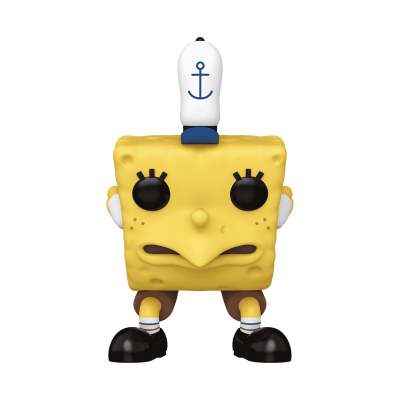 Figura Funko Pop SpongeBob amarelo com chapéu branco e âncora azul