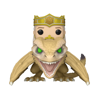 Funko Pop dragão dourado com coroa e olhos verdes