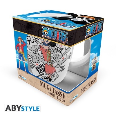 Caneca branca estampada de One Piece na caixa ABYSTYLE