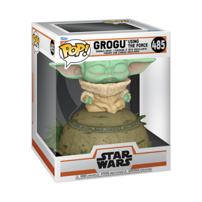 Figura Funko Pop! de Grogu da Star Wars com cabeçudo oscilante embalada.