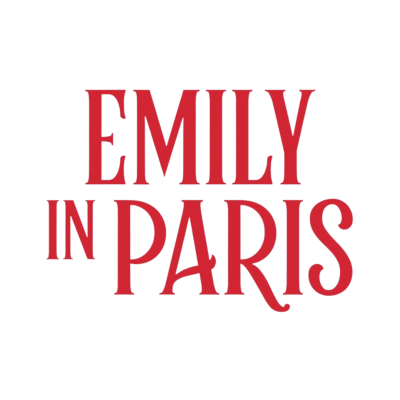 Logótipo vermelho EMILY IN PARIS em fundo branco