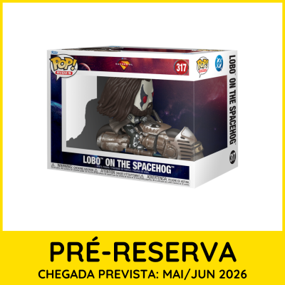 Funko Pop Rides figura de vinil LOBO na mota espacial, caixa com detalhes espaciais e pré-reserva