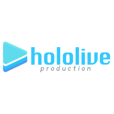 Logótipo azul hololive production com ícone triângulos