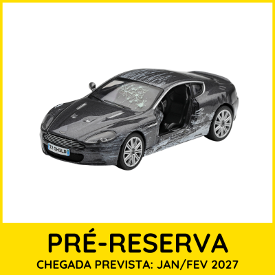 Miniatura de carro desportivo preto com portas abertas e para-brisas riscado