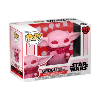 Figura Funko Pop! Grogu cor-de-rosa com cookies na caixa Star Wars nº 493