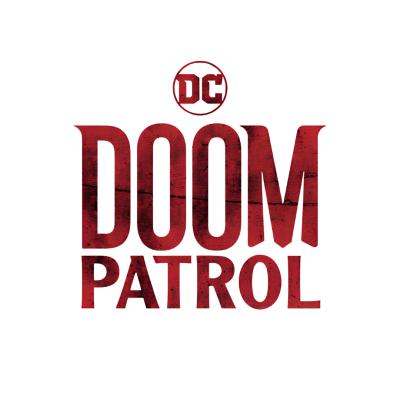 Logótipo DC Doom Patrol em vermelho com textura em fundo branco