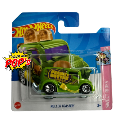 Carrinho Hot Wheels Roller Toaster verde na embalagem azul