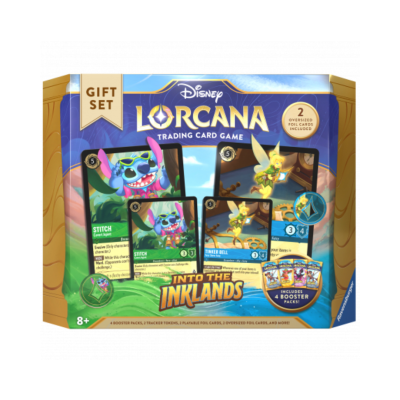 Conjunto Disney Lorcana jogo de cartas com cartas de Stitch e Tinker Bell