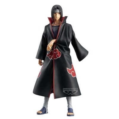 Figura de ação Itachi Uchiha com manto preto e nuvens vermelhas
