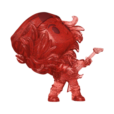 Figura colecionável vermelha com guitarra