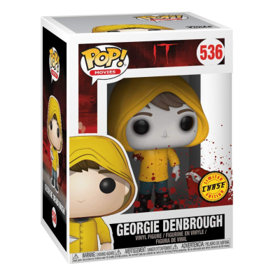 Funko Pop Georgie Denbrough IT na caixa com capa amarela