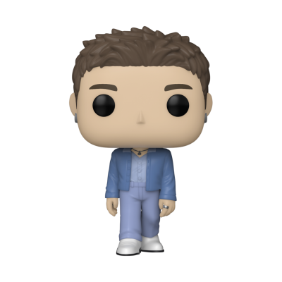 Figura Funko Pop com cabelo castanho e roupa azul