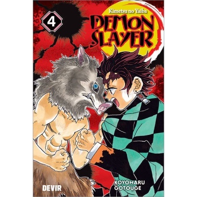 Capa do manga Demon Slayer volume 4 com duas personagens em confronto