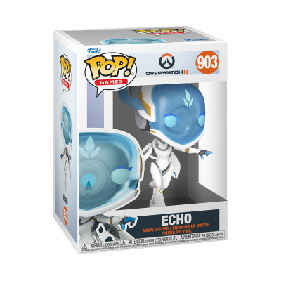 Boneco de vinil Echo do Overwatch 2 na embalagem Pop! Games