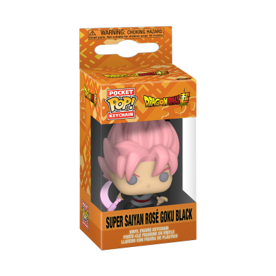 Chaveiro Super Saiyan Rosé Goku Black da Dragon Ball Super em caixa laranja
