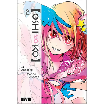 Capa do manga Oshi no Ko com rapariga loira e estrela nos olhos.
