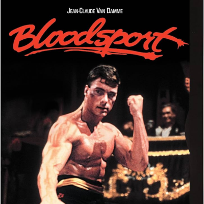 Cartaz do filme Bloodsport com Jean-Claude Van Damme a lutar
