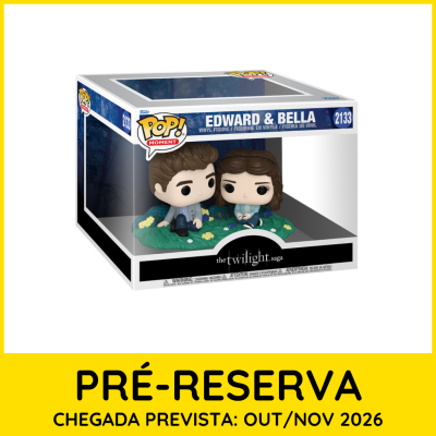 Figura de vinil Pop! Edward & Bella em caixa com fundo amarelo PRÉ-RESERVA