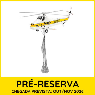 Miniatura de helicóptero AIRFAST branco e amarelo com rede pendurada