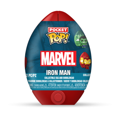 Embalagem ovo Pocket Pop Marvel Iron Man com figura colecionável