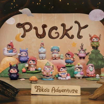 Figuras de coleção Puckt coloridas com texto Pokos Adventure