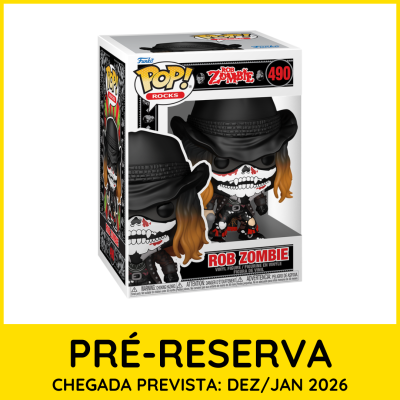 Figura Funko Pop! Rocks Rob Zombie número 490 em caixa transparente.