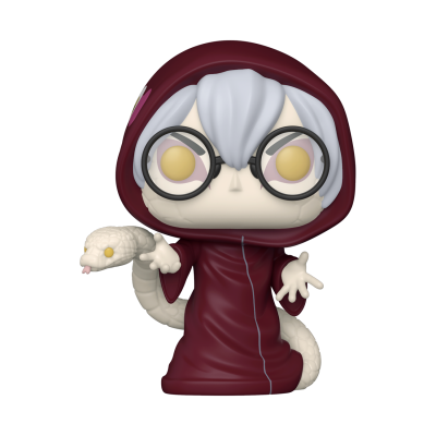 Figura Funko Pop com capuz vermelho e cobra branca