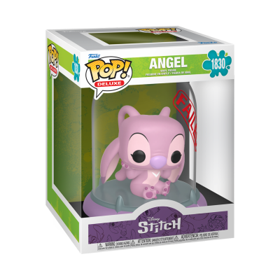 Figurinha vinil rosa Angel do Disney Stitch em embalagem Pop! Deluxe