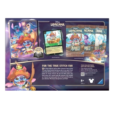 Caixa coleção Disney Lorcana Azurite Sea com Stitch e pacotes cartas