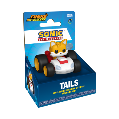 Figura em vinil Funko Racers Tails Sonic the Hedgehog em embalagem azul