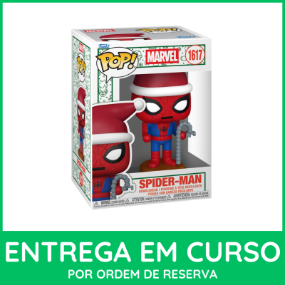 Figura Funko Pop Spider-Man de Natal na caixa