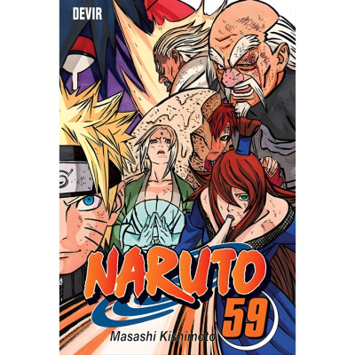 Capa do manga Naruto 59 com personagens e texto em destaque