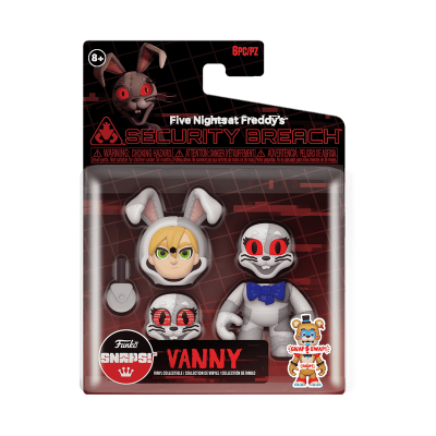 Conjunto de figuras Five Nights at Freddy's Security Breach Vanny com embalagem preta e vermelha.