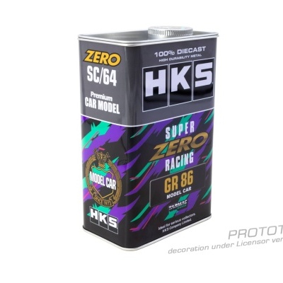 Lata metálica preta decorada com texto e padrões coloridos para modelo de carro