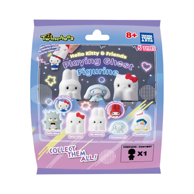 Pacote de brinquedo Hello Kitty & Friends Playing Ghost Figurine com figuras de personagens em estilo fantasma