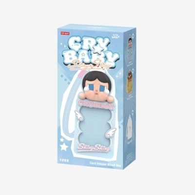Caixa azul clara com design de rosto chorando e texto CRY BABY Shiny Shiny
