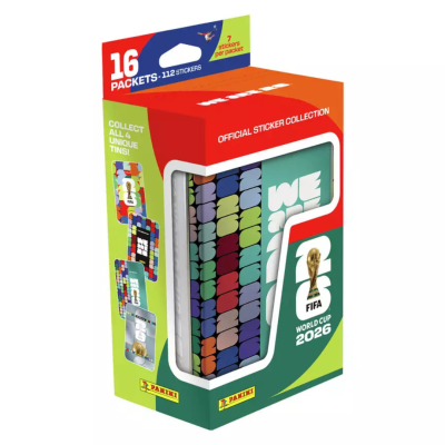 Pacote de autocolantes FIFA World Cup 2026 Panini com 16 pacotes e 112 autocolantes