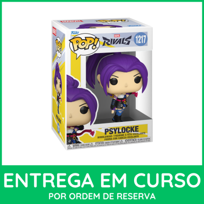Figurine Funko Pop! Psylocke Marvel Rivals na caixa.
