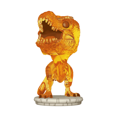 Figura colecionável de dinossauro Tyrannosaurus rex laranja translúcida