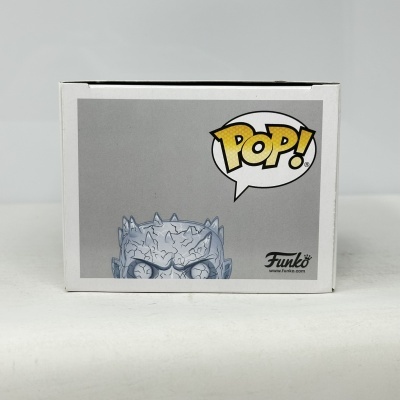 Caixa de boneco Funko POP! com cabeça cinzenta e espinhos
