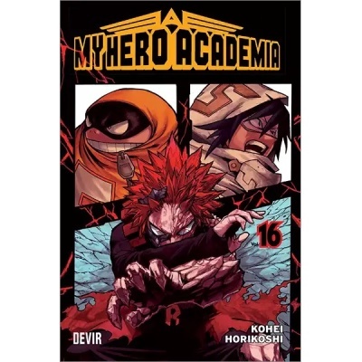 Capa do livro 'My Hero Academia' volume 16 com personagens e texto