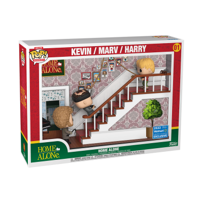Conjunto Funko Pop! HOME ALONE KEVIN/MARV/HARRY com três bonecos estilizados em caixa