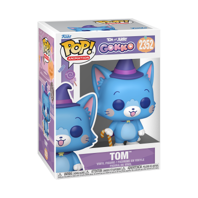 Figura Funko Pop! Tom azul com chapéu roxo e bengala em caixa lilás