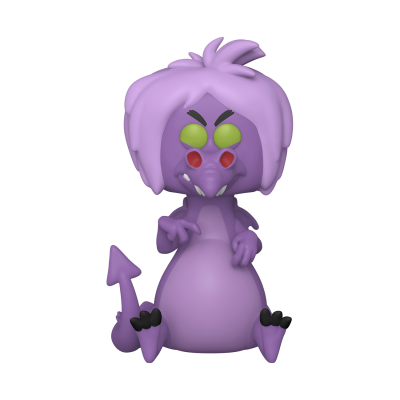 Figura colecionável lilás com cabelo arrepiado e rabo pontiagudo