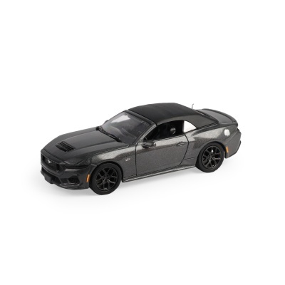 Miniatura de carro desportivo cinza escuro com tejadilho preto e jantes pretas