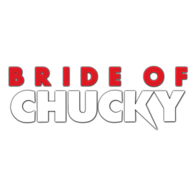 Logótipo da película Bride of Chucky em letras vermelhas e brancas