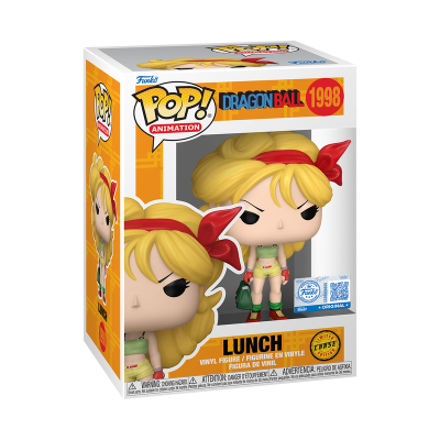Figura Funko Pop! da personagem Lunch de Dragon Ball em embalagem